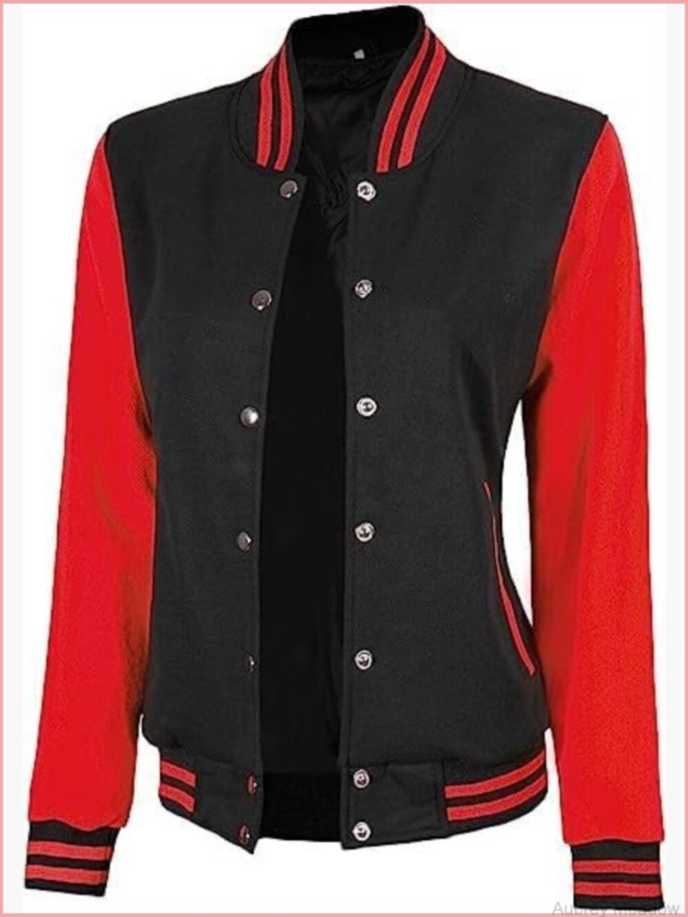 Fleece Bomber Varsity Jacket Snap Button Letterman Coat
